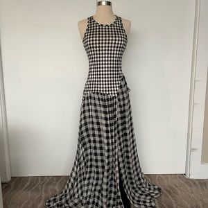 Dianne von Furstenberg maxi dress in black and cream
